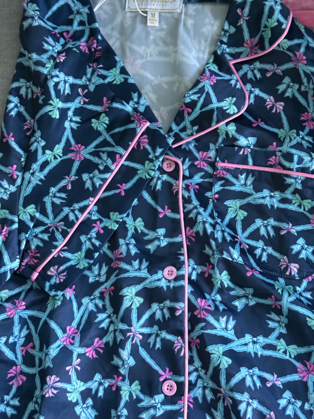 Simply Southern Navy Floral Top with Pink Accents - Picture 6 of 6